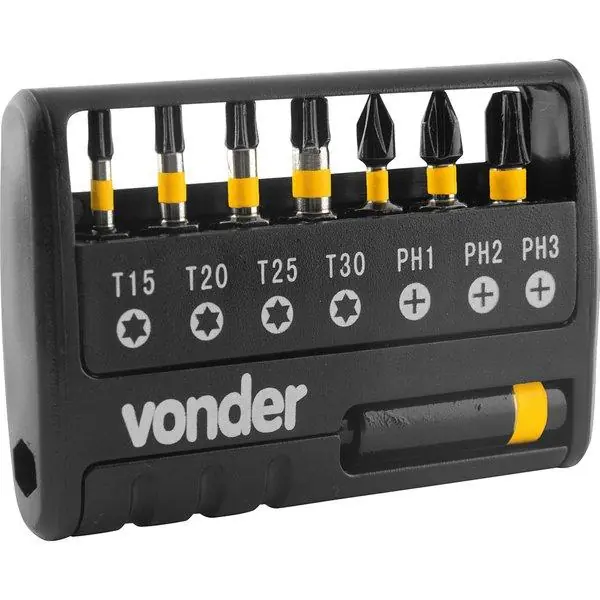 Vonder - Jogo De Bits/ponteiras De Impacto S2 - Encaixe Sextavado 1/4" - 9 Peças