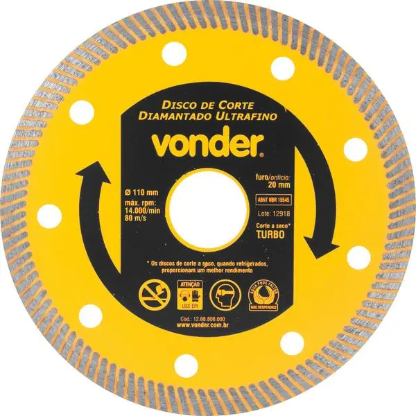 Disco De Corte Diam. 110mm P/ Porcelanato Ultrafino - Vonder