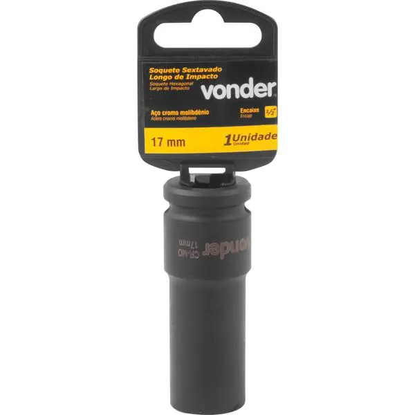 Soquete Sextavado De Impacto Longo Encaixe 1/2" 17mm Vonder