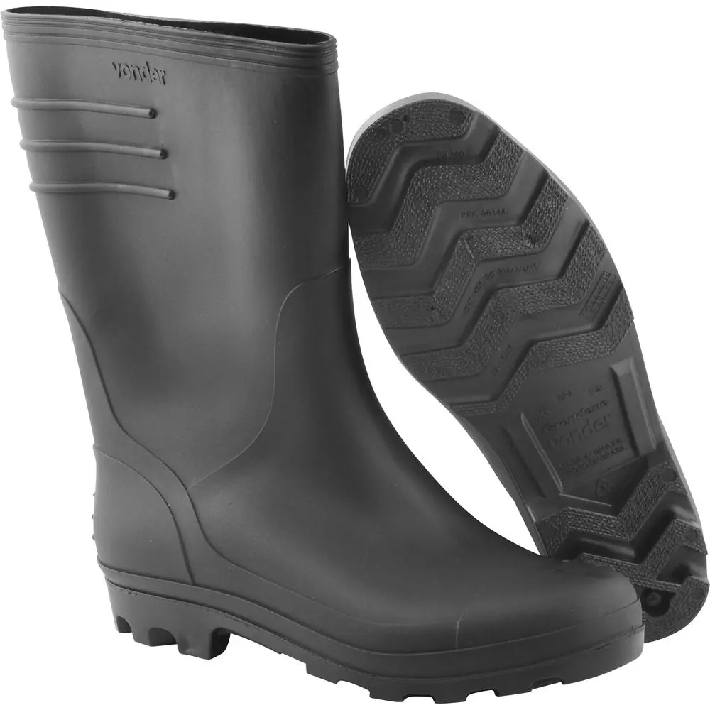 Bota Pvc Preta Cano Médio Sem Forro 42  - Vonder