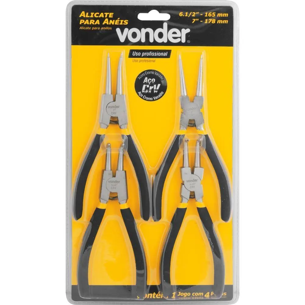 Jogo Alicate Para Anéis Vonder Com 4 Peças 7"