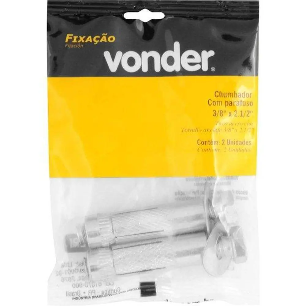 Chumbador Com Parafuso 3/8 X 2.1/2 Com 2 Peças Vonder