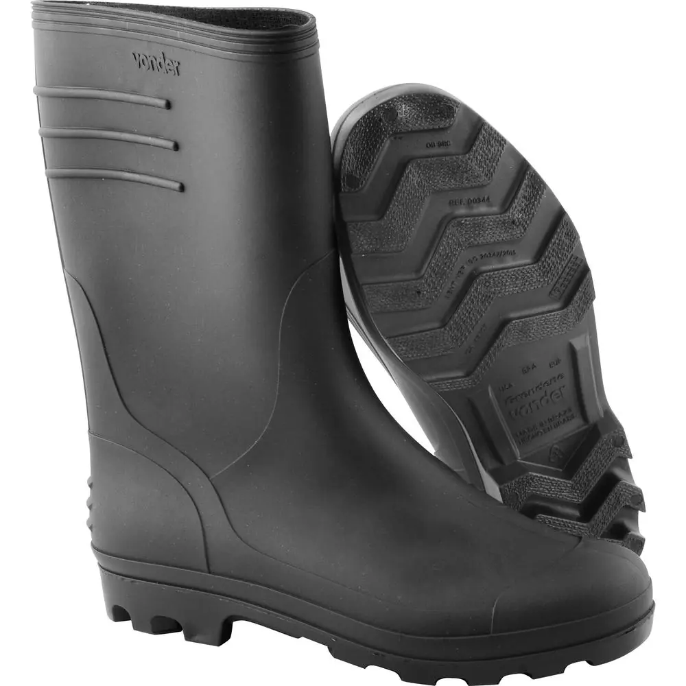 Bota Pvc Preta Cano Médio Com Forro 44/45 - Vonder