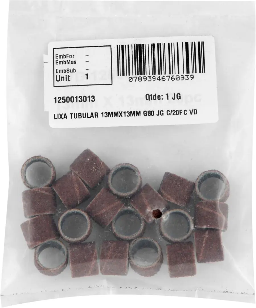 Lixa Tubo 13x13 Mm Grão 80 Jogo Com 20 Peças Vonder