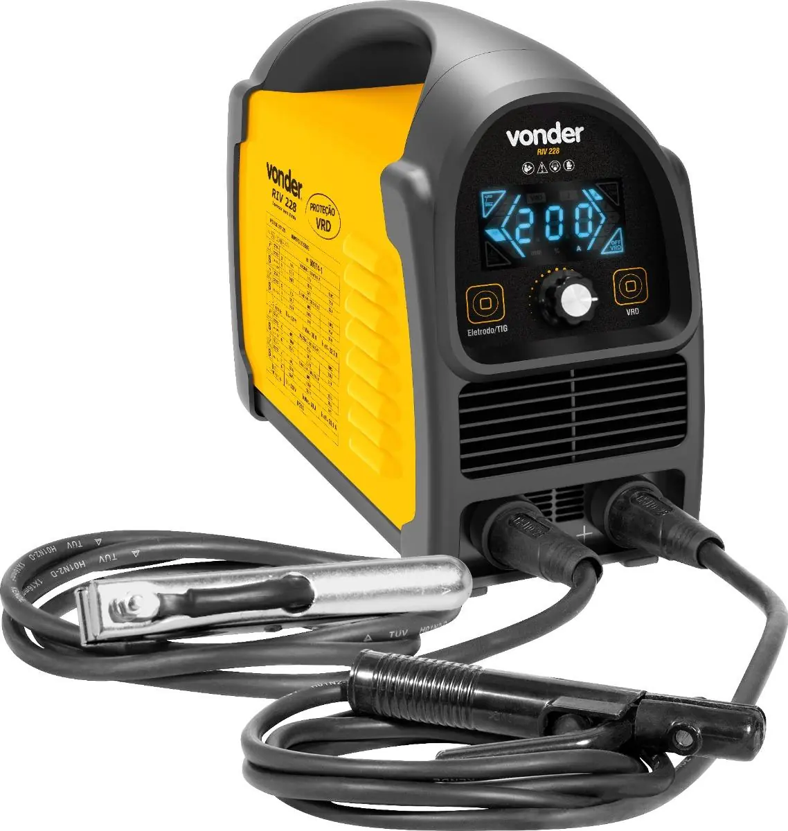 Inversor Digital Riv 228 Bivolt Vonder Para Solda Com Eletrodo E Tig 200a Display Led Monofásico Seleção Automática