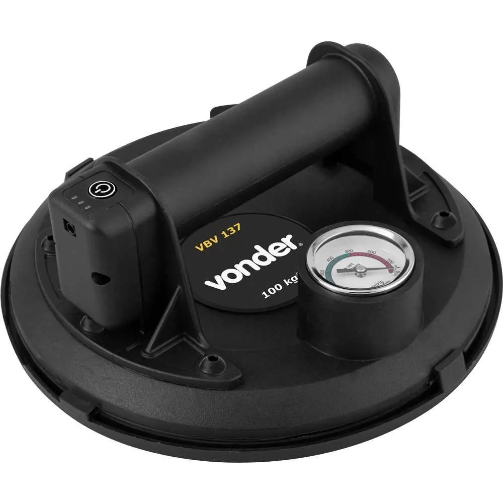 Ventosa Simples 200mm 100kg Bateria 3,7v Com Bomba De Vácuo Vbv137 Vonder