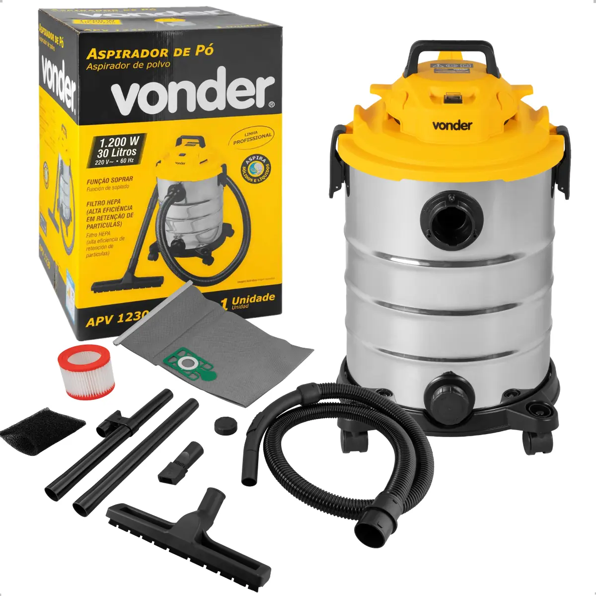 Aspirador De Pó E Líquido 1200w 220v Apv1230 Vonder