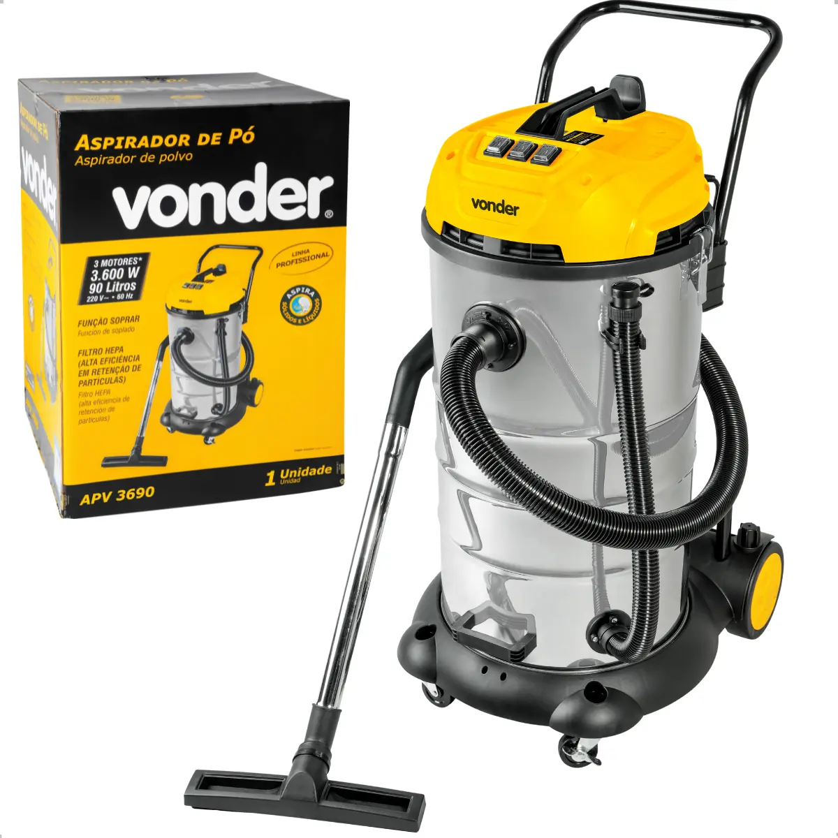 Aspirador De Pó E Líquido 3600w 220v Apv 3690 Vonder