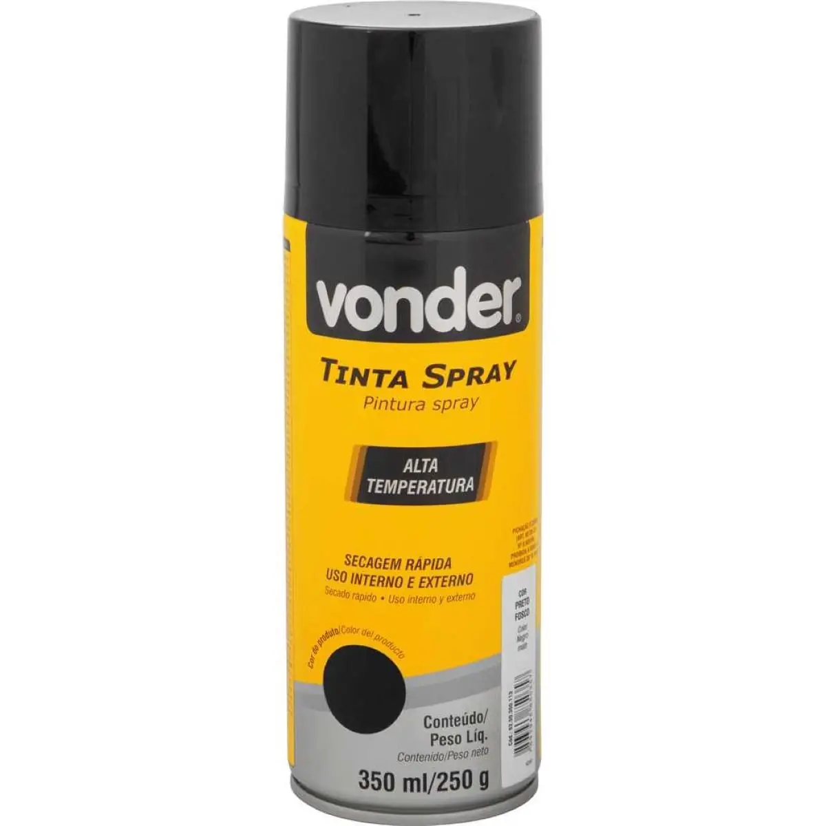 Tinta Spray Vonder Alta Temp Preto Fosco 350ml