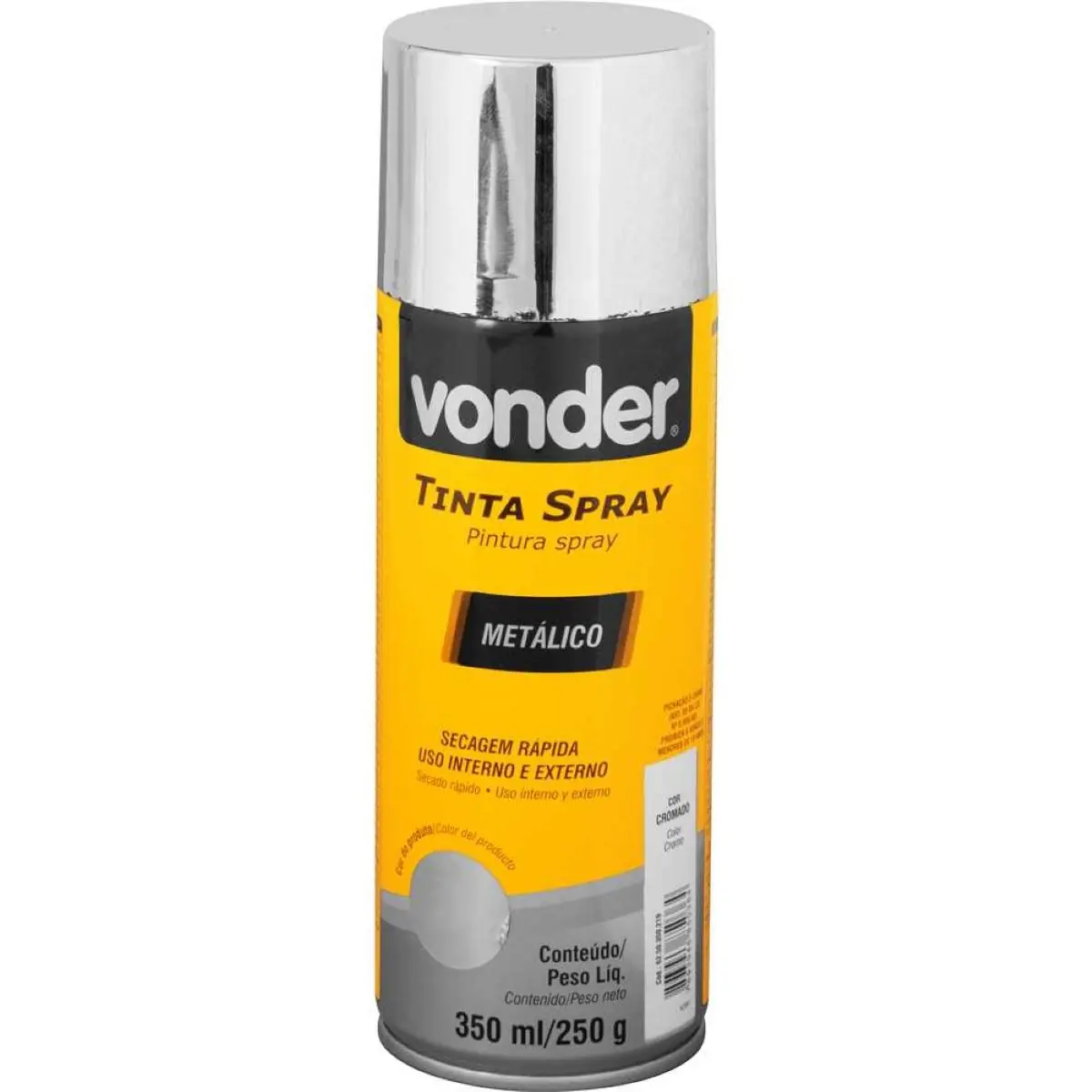 Tinta Spray Acrílica Cromado Metálico 350ml/250g Vonder