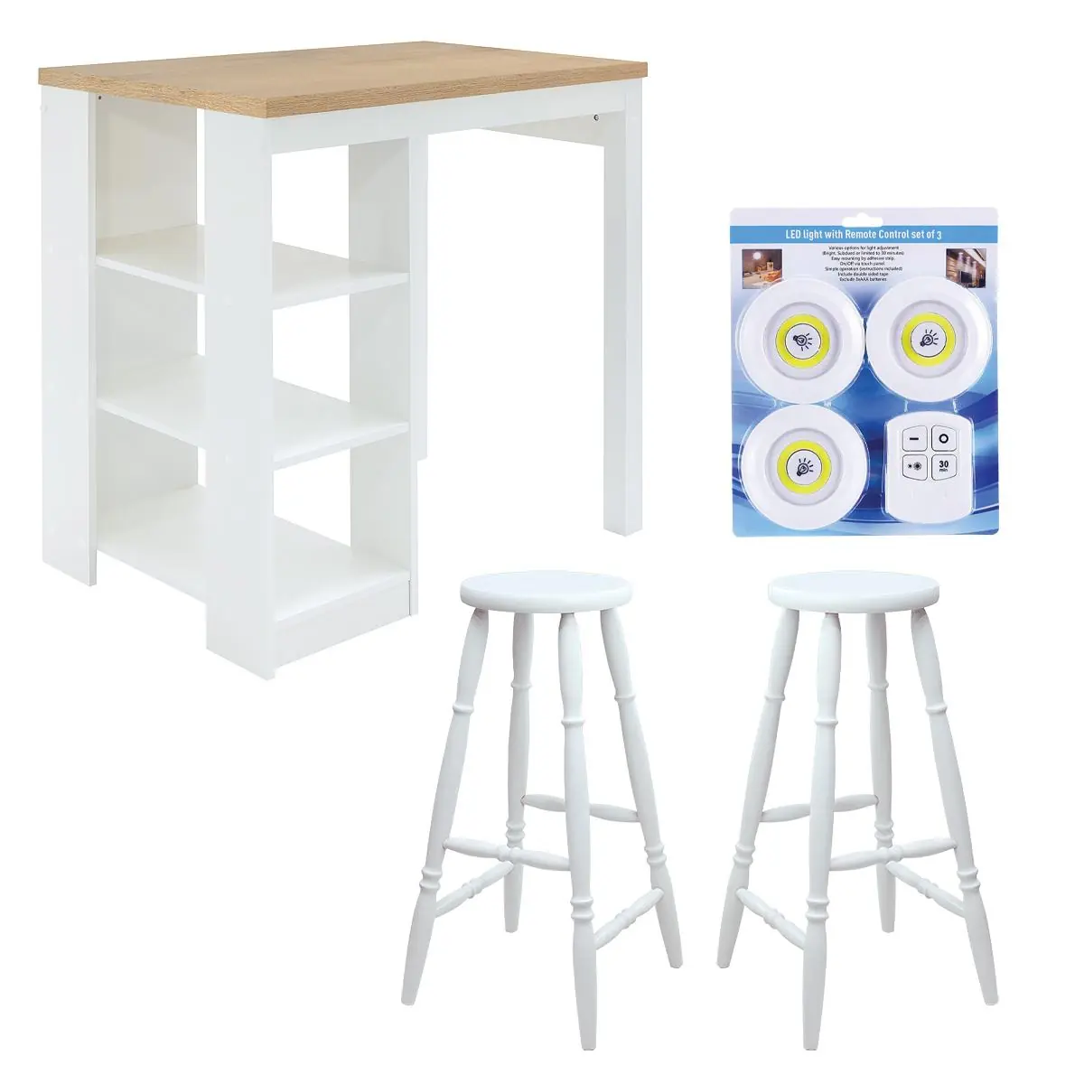 Bancada Cozinha Ditália + 2 Banquetas + Iluminação Cd-1022