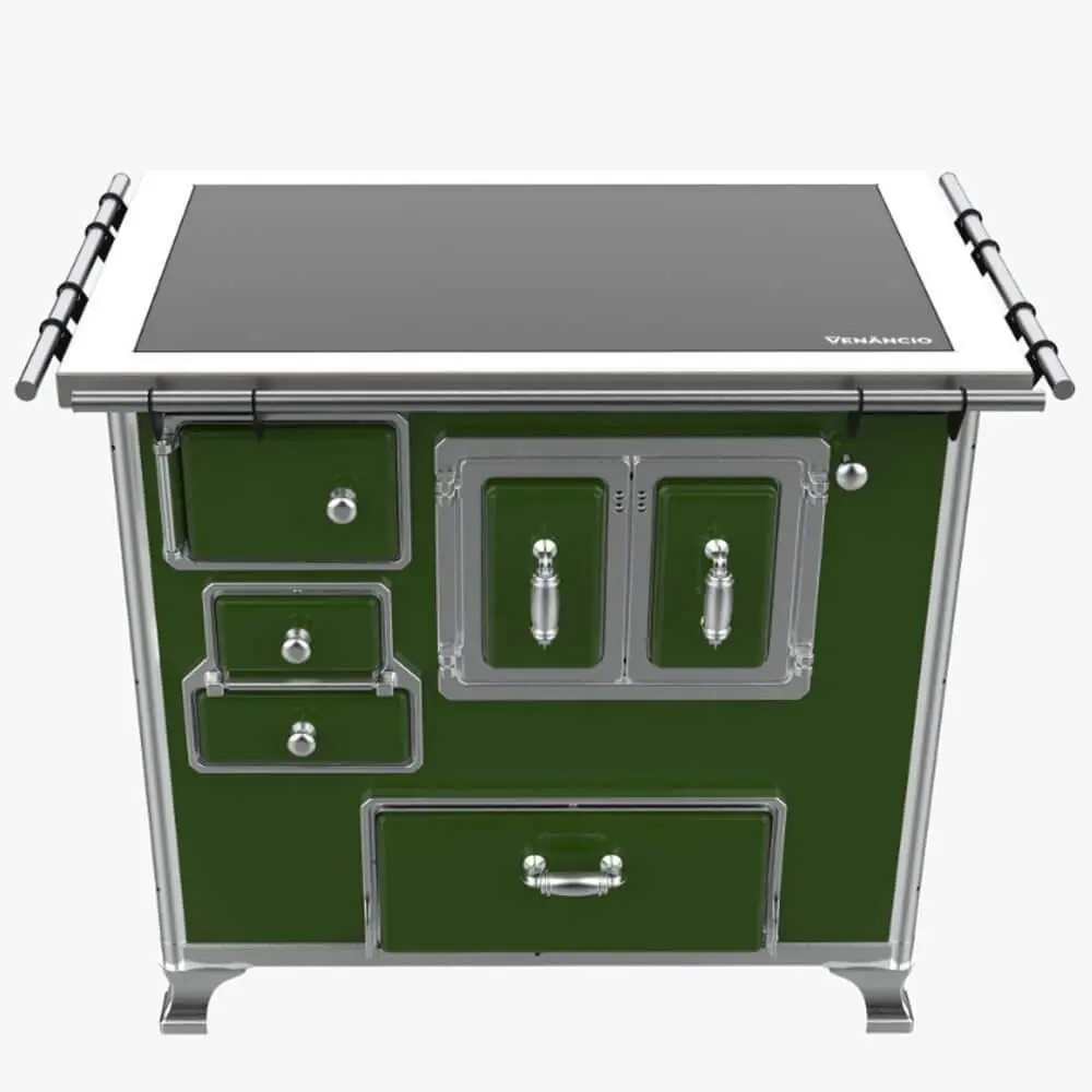 Fogão A Lenha Tradicional Venâncio Gab Nº2 Vitrocerâmico Verde S/ Tampa Porta Dupla Direito - 35948