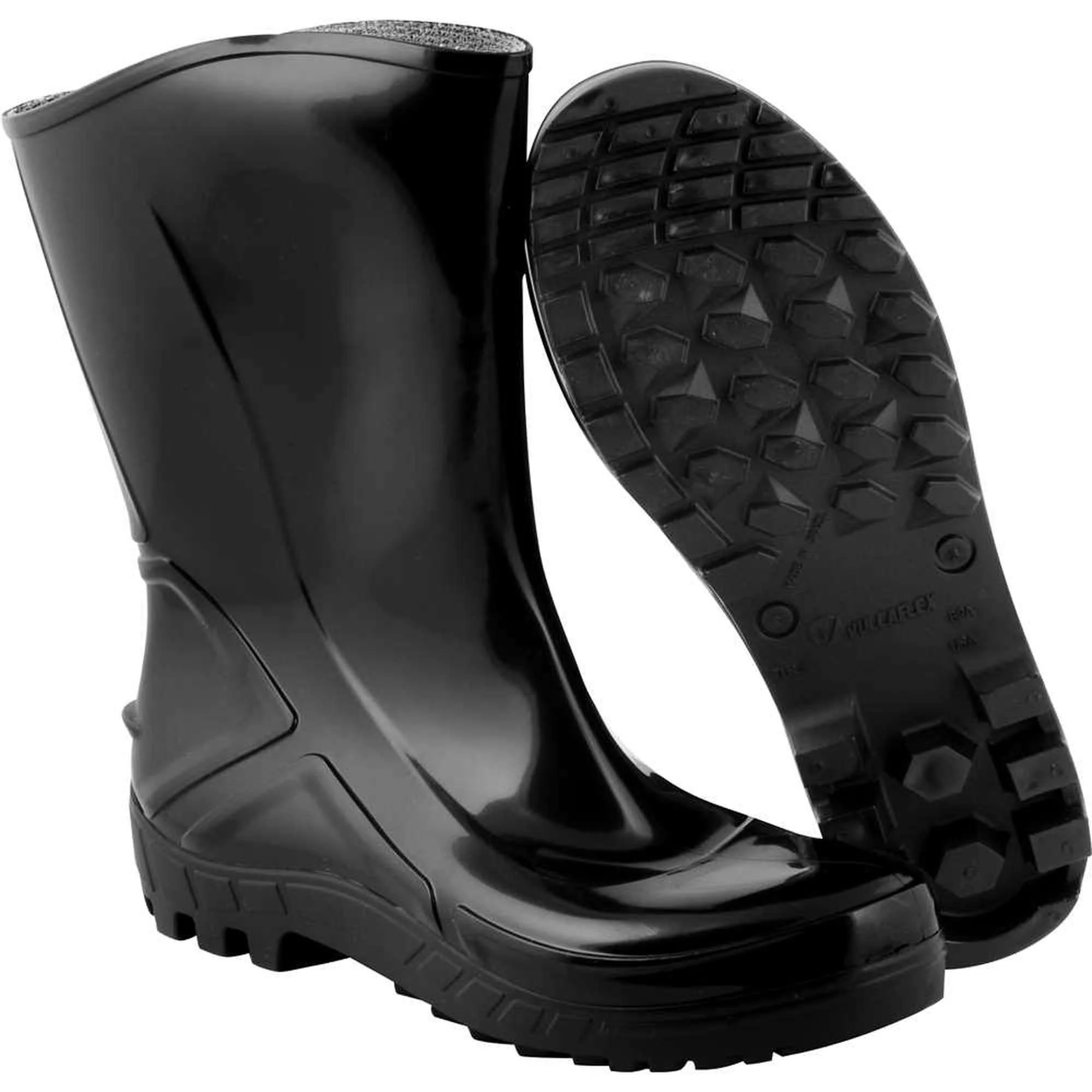 Bota Em Pvc Preta Cano Médio Com Forro - 110vflexf Pr - Marluvas (37)