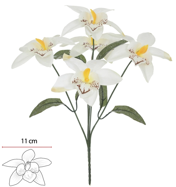 Buque Orquidea Dendrobium X5 Bco 32cm 35078002 Flor Arte