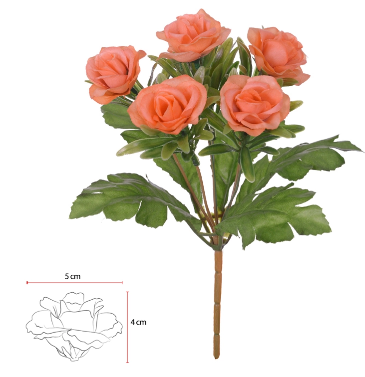 Buque Rosa X6 27cm Laranja Outono 36140003 Flor Arte