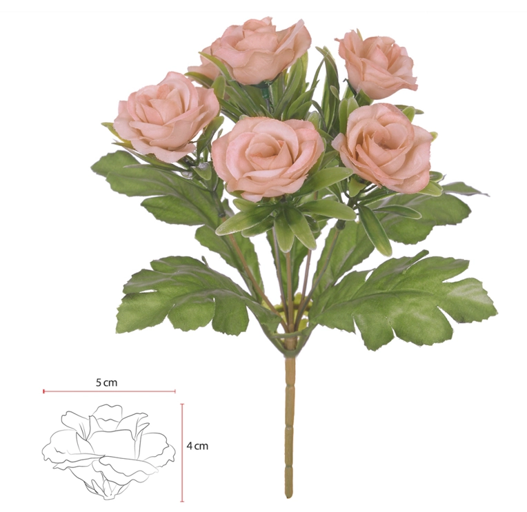 Buque Rosa X6 27cm Rosa Antigo Outono 36140006 Flor Arte