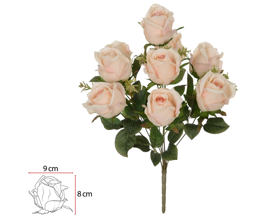 Buque Rosa X9 52cm Rosa Claro Outono 36435007 Flor Arte