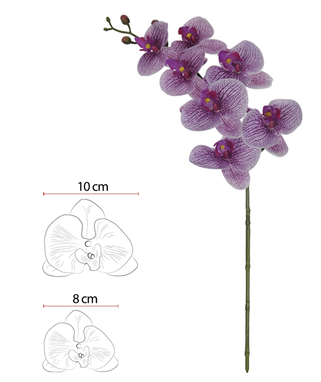 H.orquidea Phalaenopsis Real Toque C Coat X7 Branco Beauty 63cm Florarte 34634004