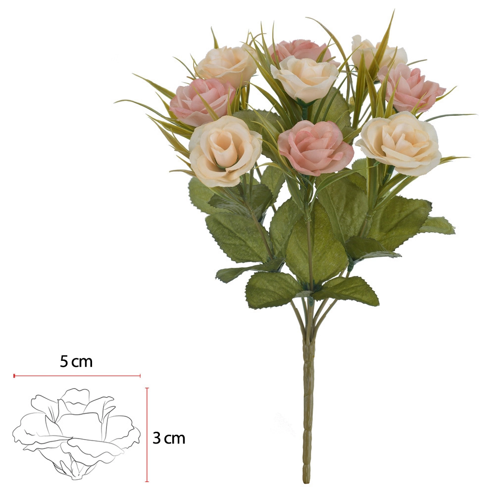 Buque Rosa Pess/rs Antigo 31cm Flor Arte