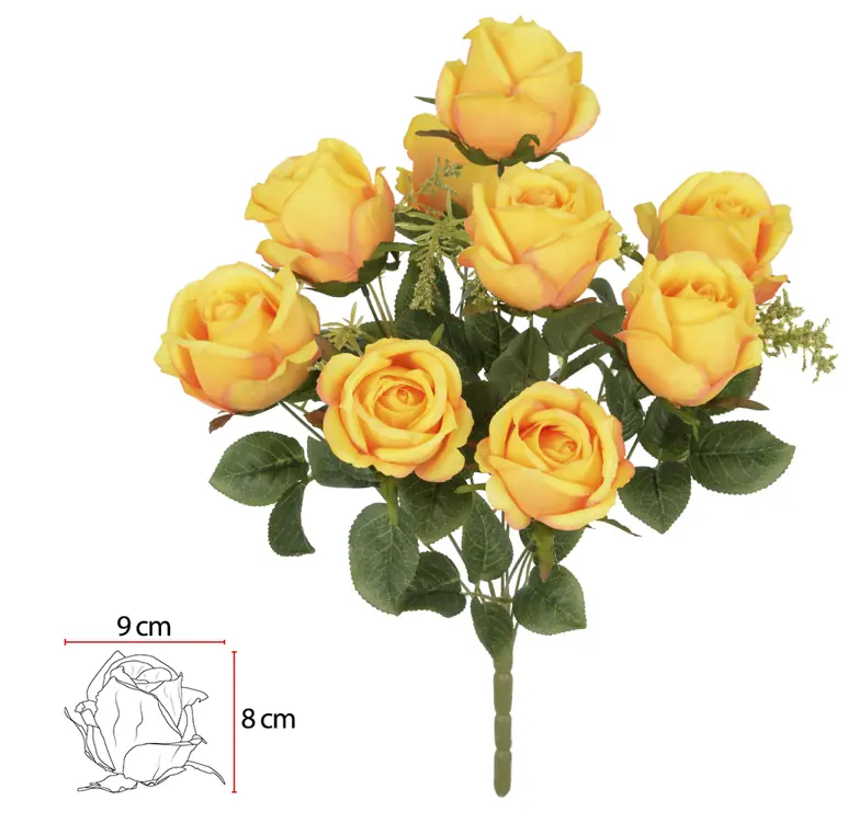 Buque Rosa X9 52cm Amarelo Outono 2t 36435028 Flor Arte
