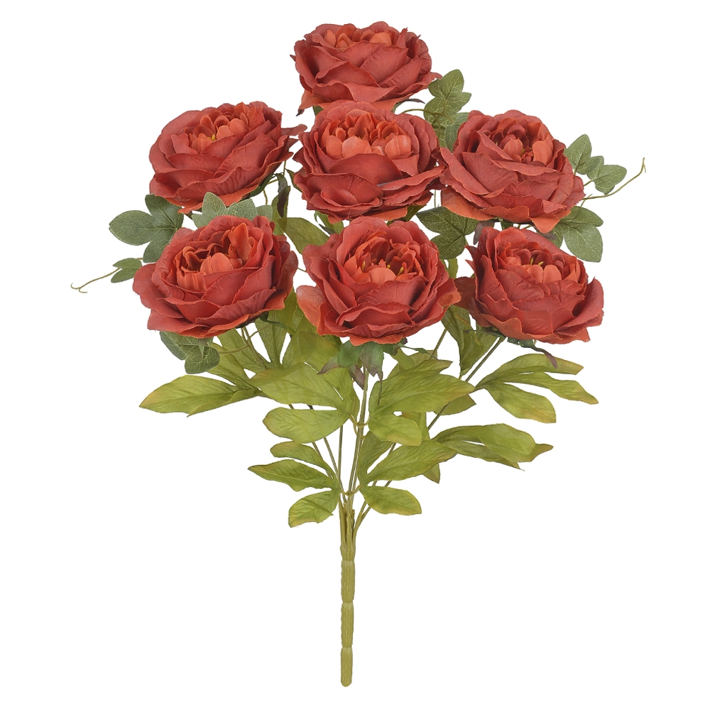 Buque Peonia X7 55cm Vermelho Outono Marsala 39199015 Flor Arte