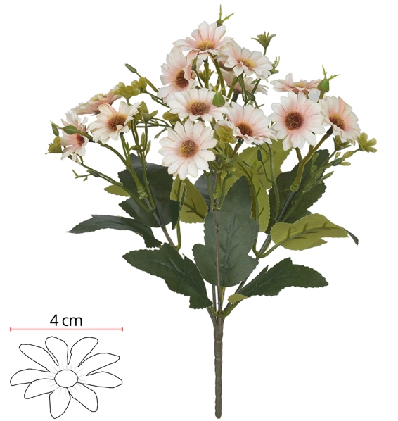Enfeite Flor D A Margarida 15fls Pessego Outono 30cm 41616 013
