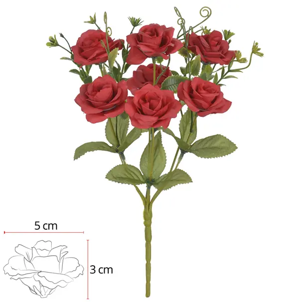 B.rosa X7 Vermelho Outono 30/cm Flor Arte