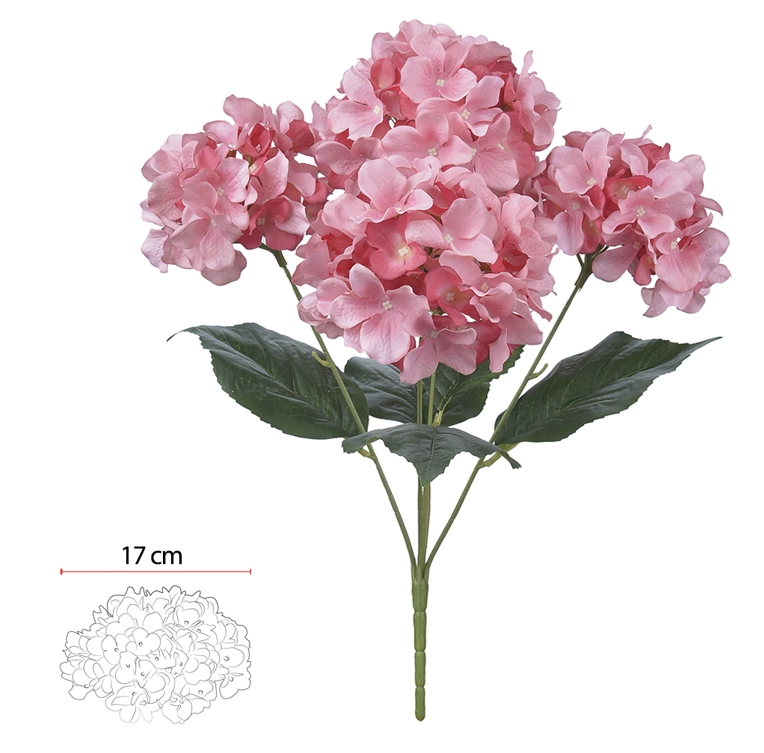 Buque Hortensia X5 Rosa 2t 50cm 42208006 Flor Arte