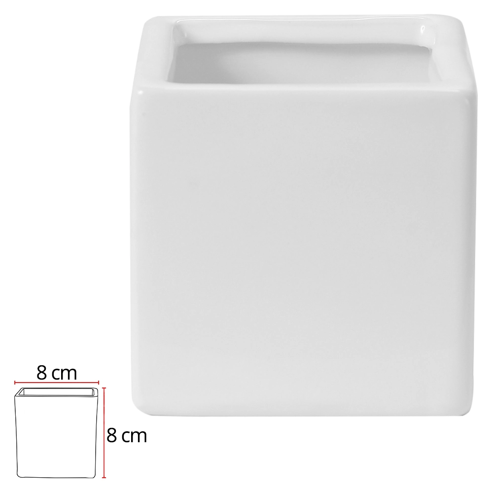 Vaso Ceramica Quadrado Bco 8cm 42262001 Flor Arte