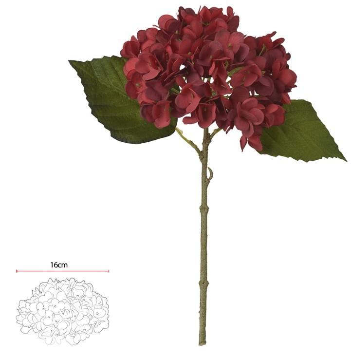 H Hortensia 33cm Vermelho Marsala 42274008 Flor Arte