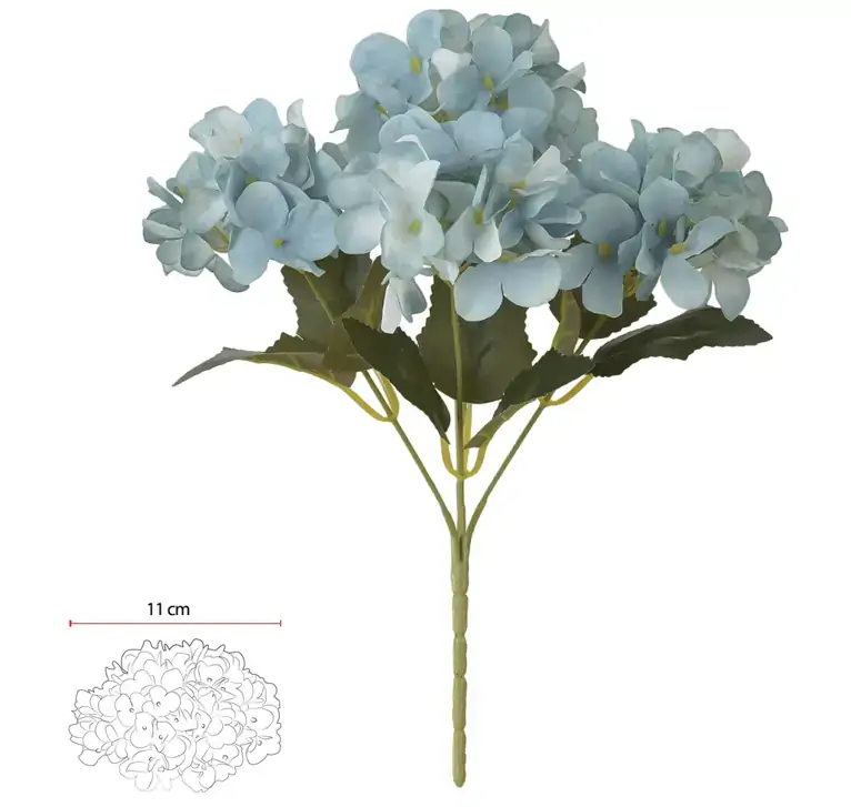 Buque Hortensia X5 Azul Outono Claro 29cm 42350005 Flor Arte