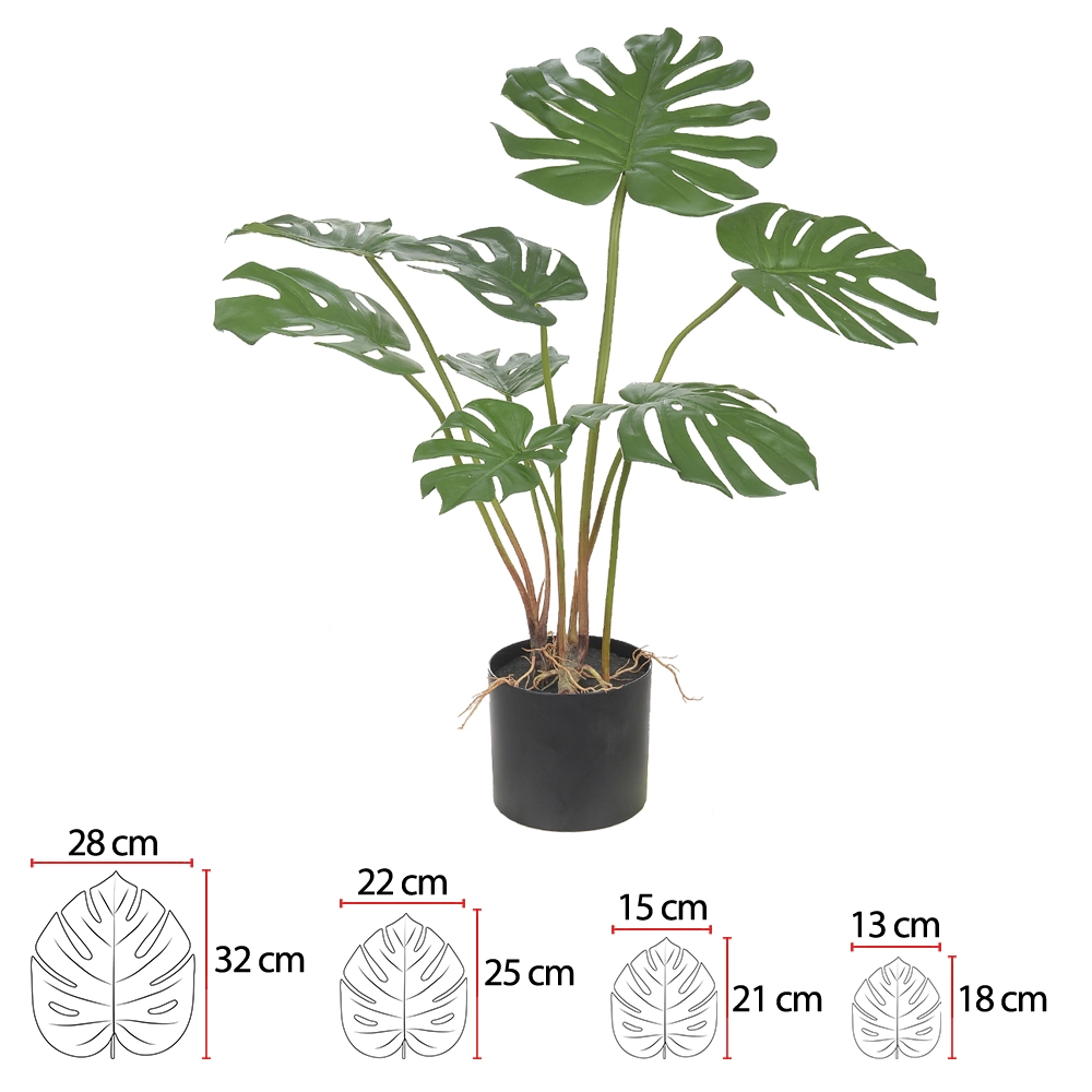 Arvore Costela De Adao Real Toque C Pote Verde X8 85cm 42354001 Flor Arte