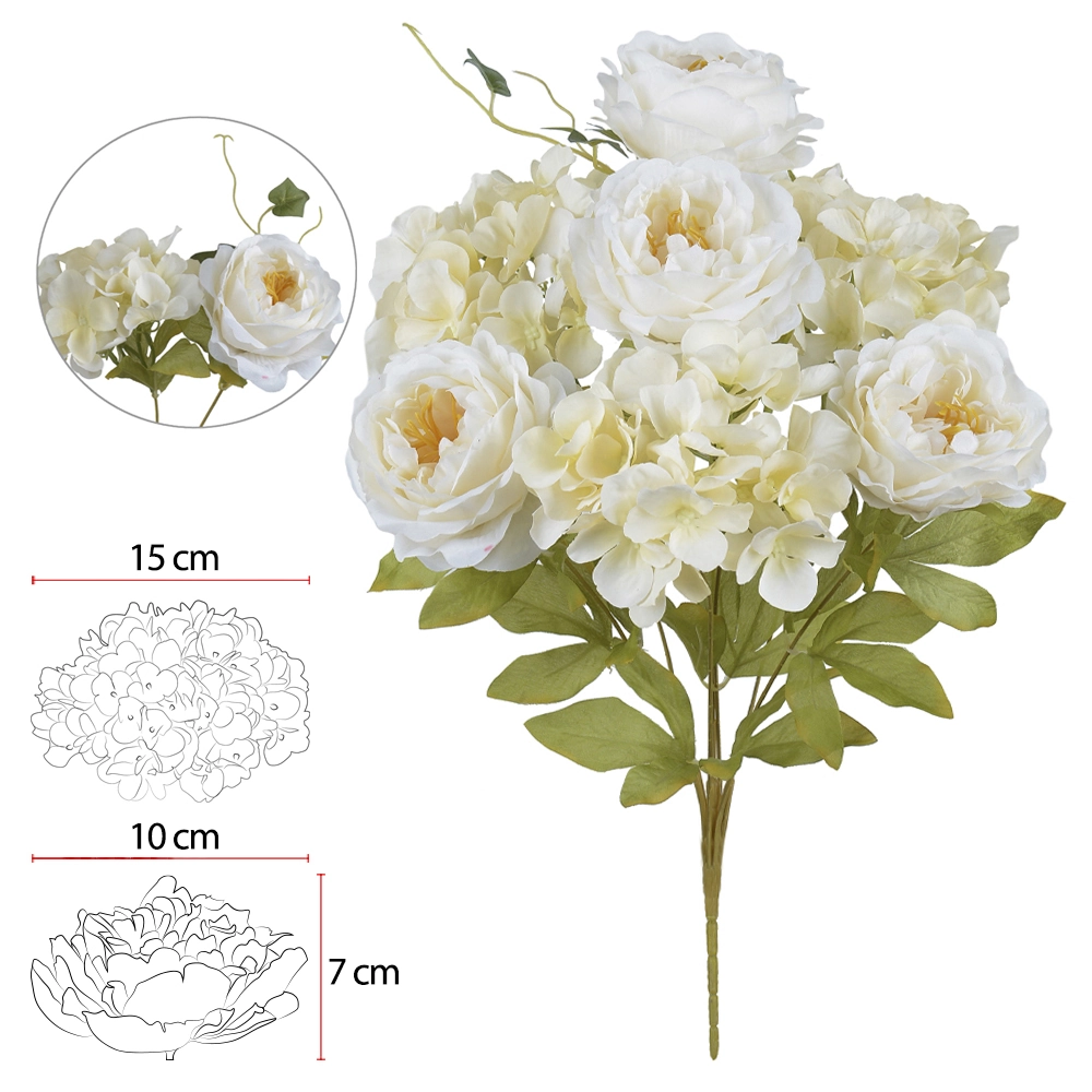 Buque Peonia Hortensia X7 Creme Outono 51cm 42417001 Dea