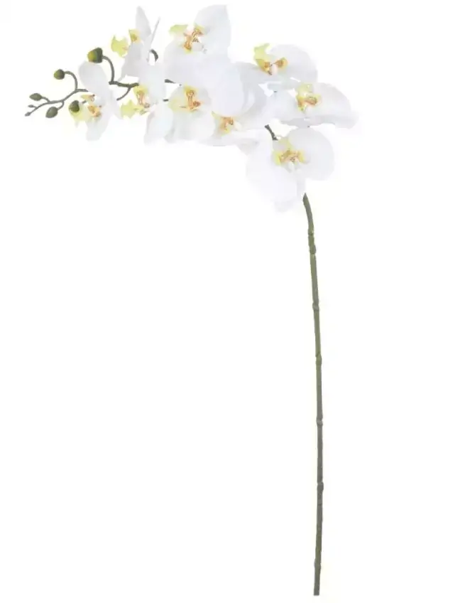 HASTE FLOR ORQUIDEA PHALAENOPSIS REAL TOQUE X9 BRANCO AMARELO 94cm (FLORARTE)