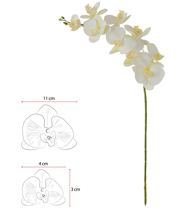 H.orquidea Phalaenopsis Real Toque X9 94cm Branco 42497001 Flor Arte