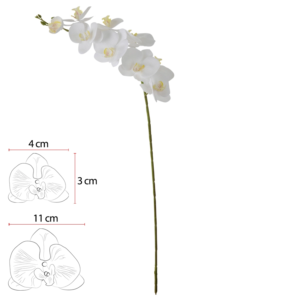 Haste Orquidea Phalaenopsis X9 94cm Branco 42497003 Flor Arte