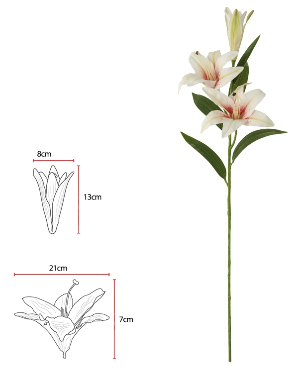 H Lirio Real Toque X3 87cm Branco Rosa 42499002 Flor Arte