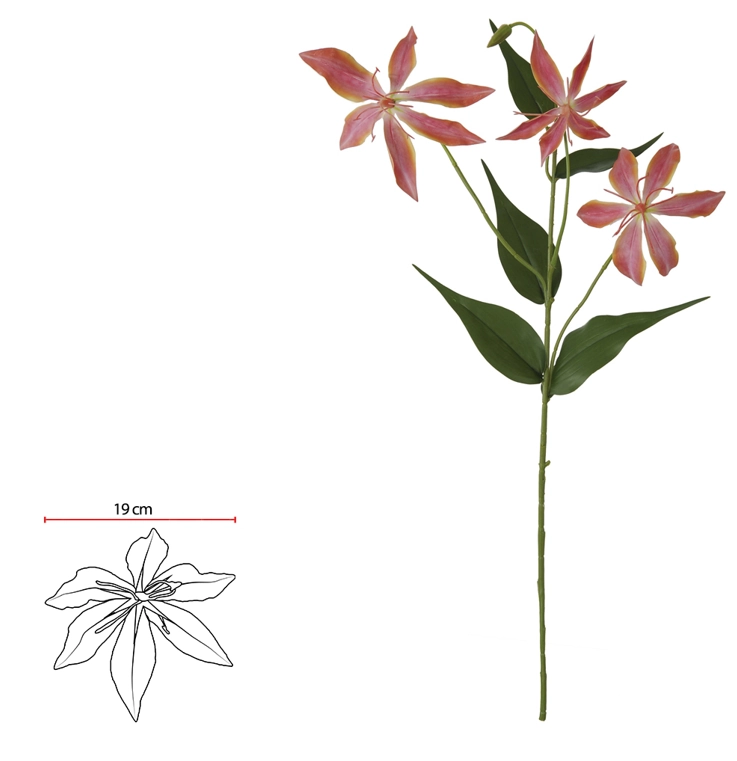 H Gloriosa Real Toque X3 77cm Rosa 42500001 Flor Arte