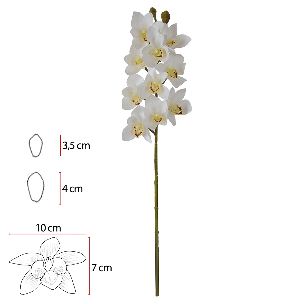 Haste Orquidea Cymbidium Coatx10 Bco 75cm 42506001 Flor Arte