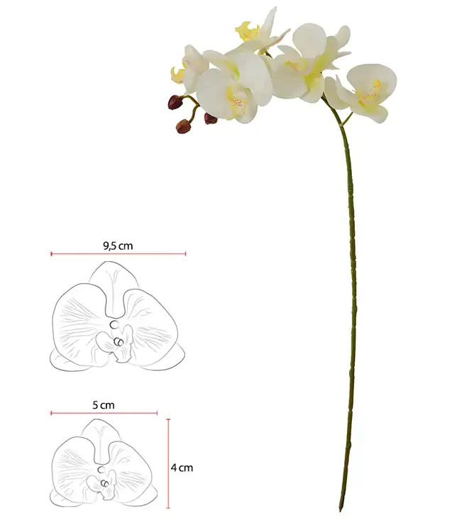 H Orquidea Phalaenopsis Real Toque X6 Bco 42509001 Flor Arte