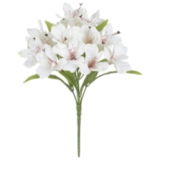 Buque Astromelia Cetim X15 Branco Rosa 34cm 42850004 Flor Arte