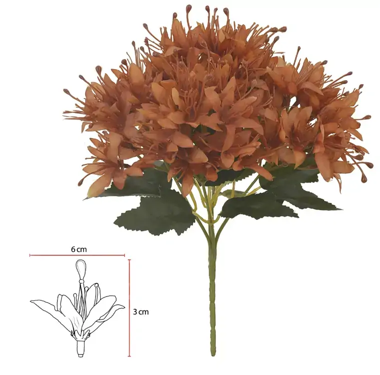 Buque Lirio Mini X18 32cm Laranja Outono 42989005 Flor Arte
