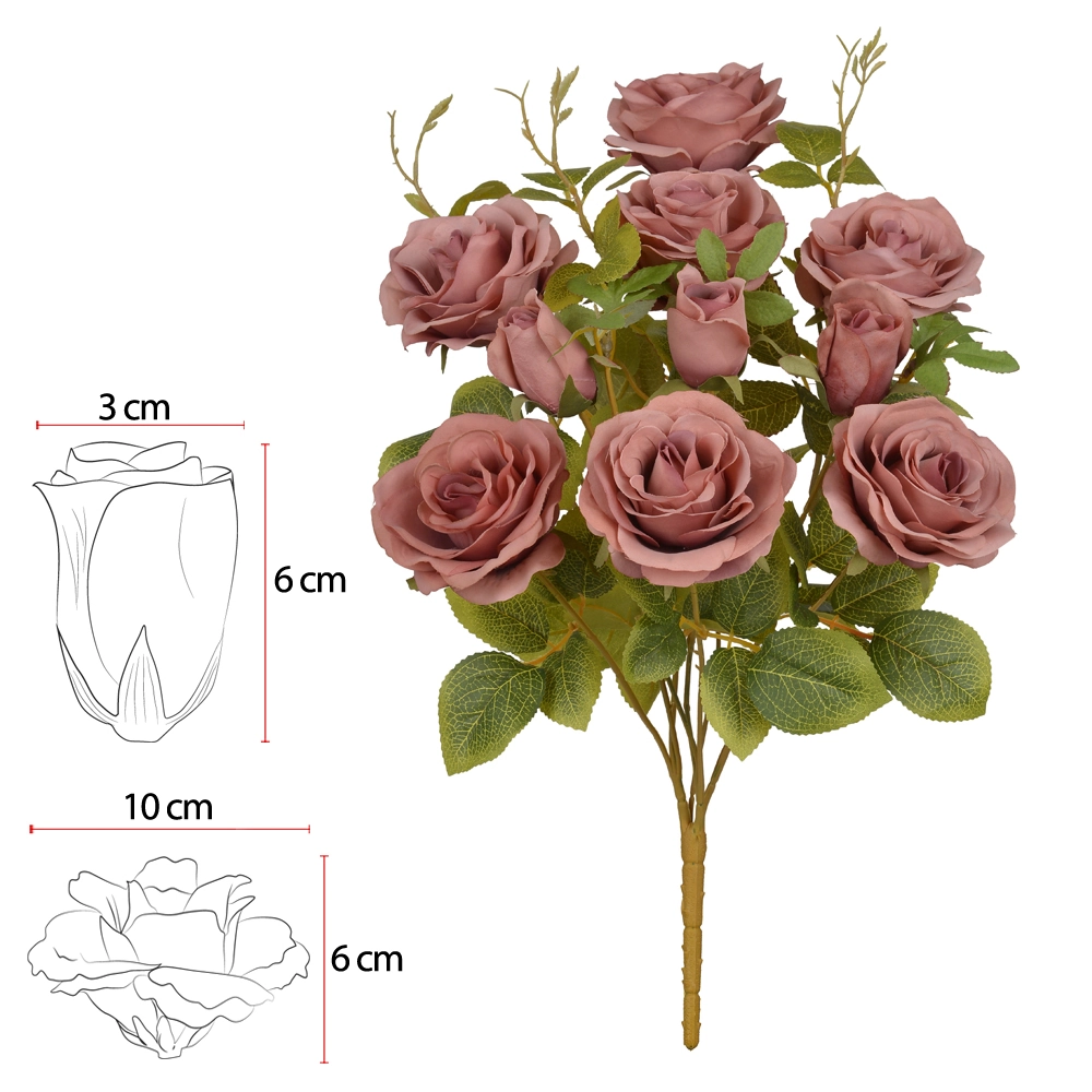 Buque Rs X10 Mauve Outono 48cm 42180021 Flor Arte