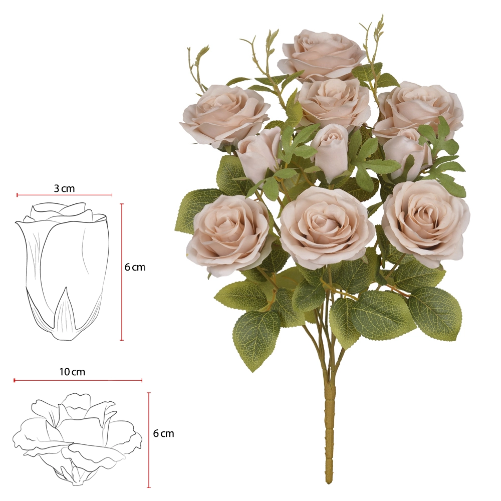 Botao Rosa Off White Outono Microp X10 48cm 42180022 Flor Art