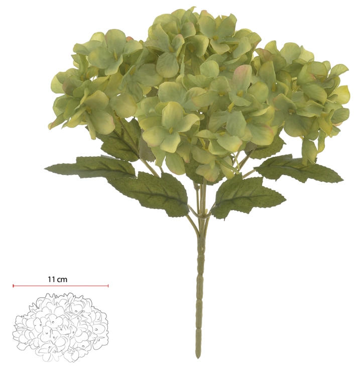 Buque Hortensia X5 29cm Verde Outono 42350010 Flor Arte