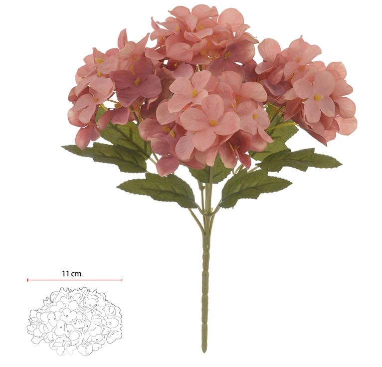 Buque Hortensia X5 Ocre Outono 2t 29cm 42350011 Flor Arte
