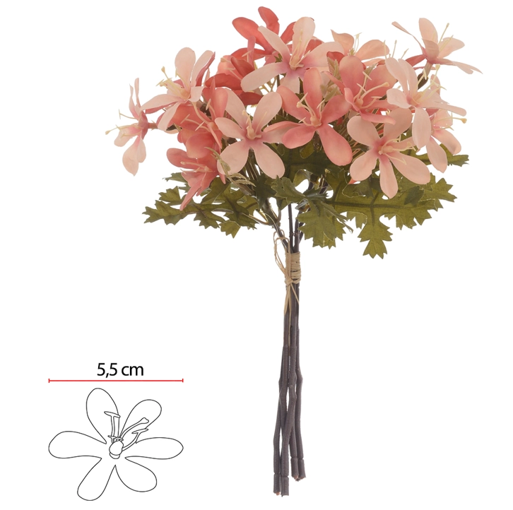 Buque Flor Campo Ramalhete Fita X24 29cm Salmon Outono 42351008 Flor Arte