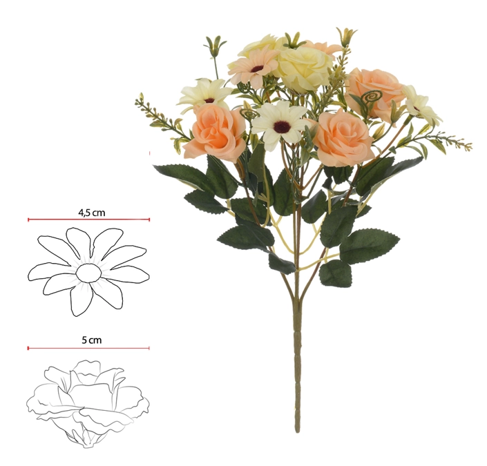 Buque Rosa Margarida X10 30cm Amarelo 2t Outono 43126003 Flor Arte