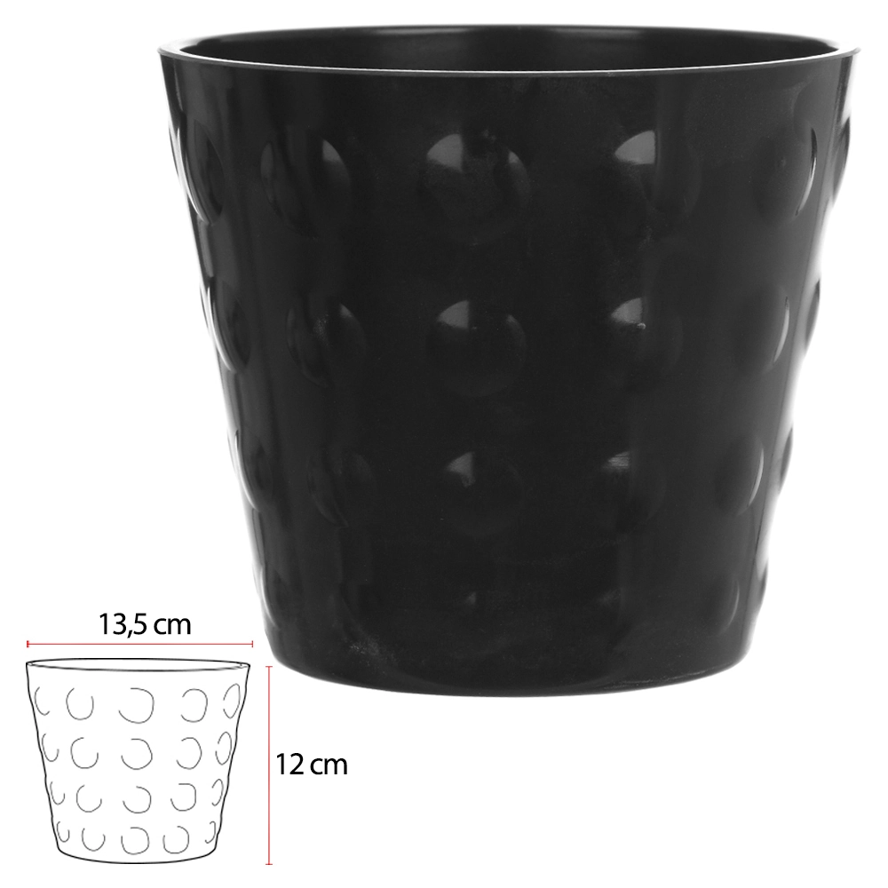 Vaso Para Planta Melamina Cor Preto 12cm Florarte