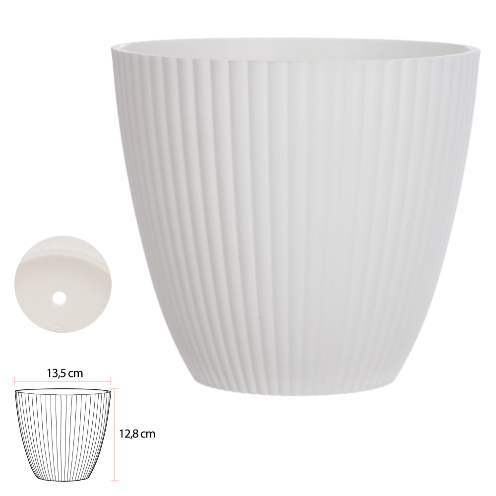 Vaso Redondo Bco Matte 12.8cm 43184001 Flor Arte